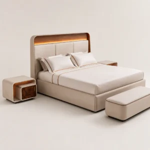 Burl Walnut LED Diamond Bed