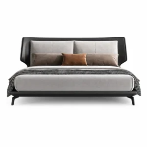 Flared Leather Floating Frame Bed