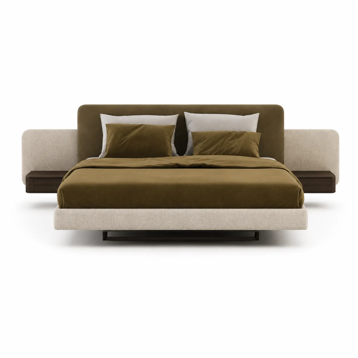 Dual-Tone Floating Nightstand Bed