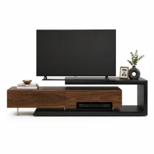 Asymmetrical Walnut TV Cabinet