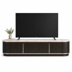 Rounded Marble Top TV Cabinet