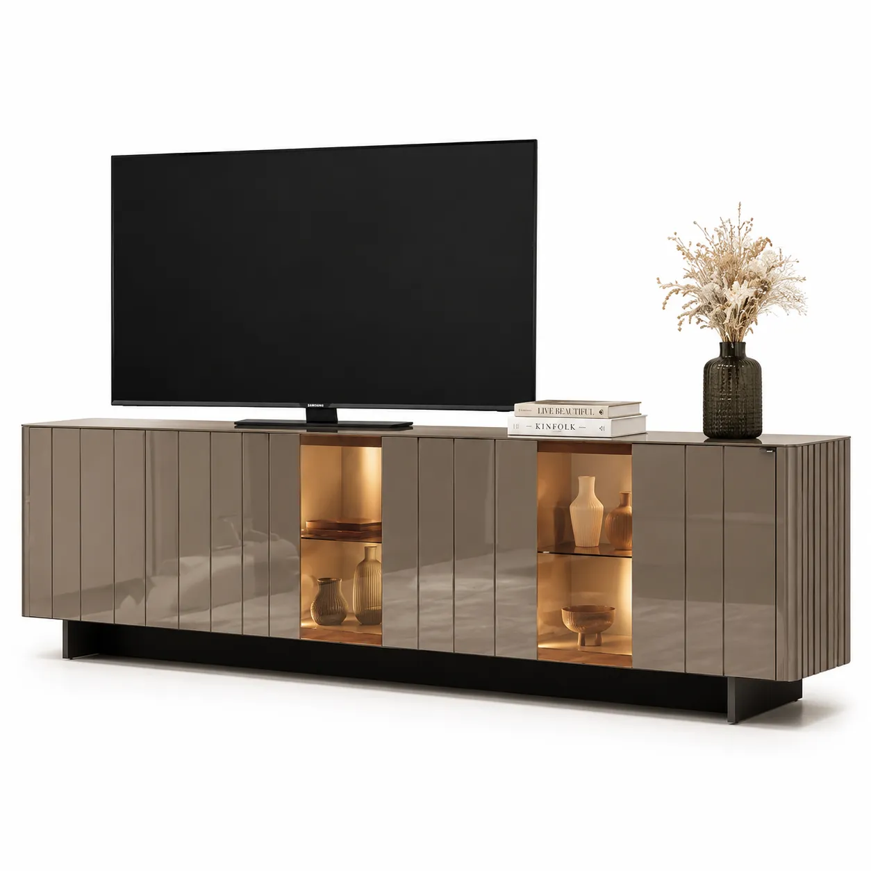 Bronze Gloss Illuminated TV Cabinet