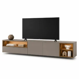 Matte Grey Glass Display TV Unit