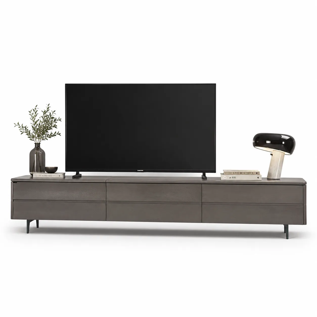 Glossy Taupe Floating TV Unit