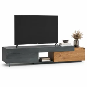 Dark & Natural Wood Contrast TV Unit
