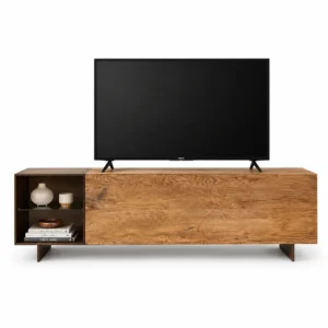 Rustic Wood Smoked Glass TV Cabinet