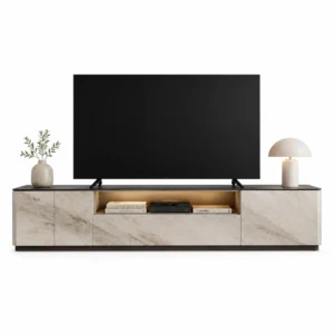 Marble Finish Lit TV Cabinet