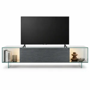 Matte Glass Side Panel TV Cabinet