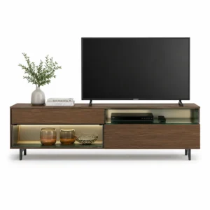 Wood & Glass Open TV Cabinet