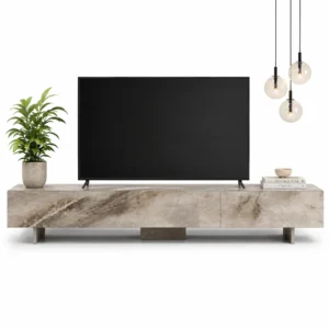 Marble Effect Low-Profile TV Cabinet