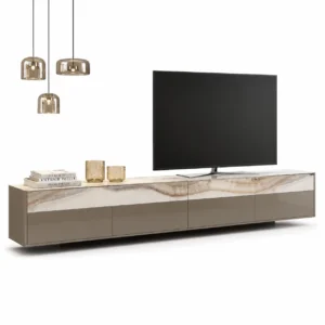 Stone-Effect Glossy TV Cabinet