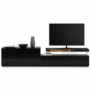 Dark Stone-Effect Gloss TV Cabinet