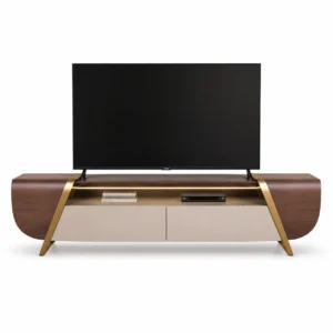 Sculptural Curved Gold Frame TV Unit