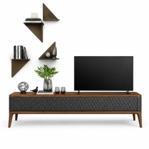 Quilted Grey Mid-Century TV Unit