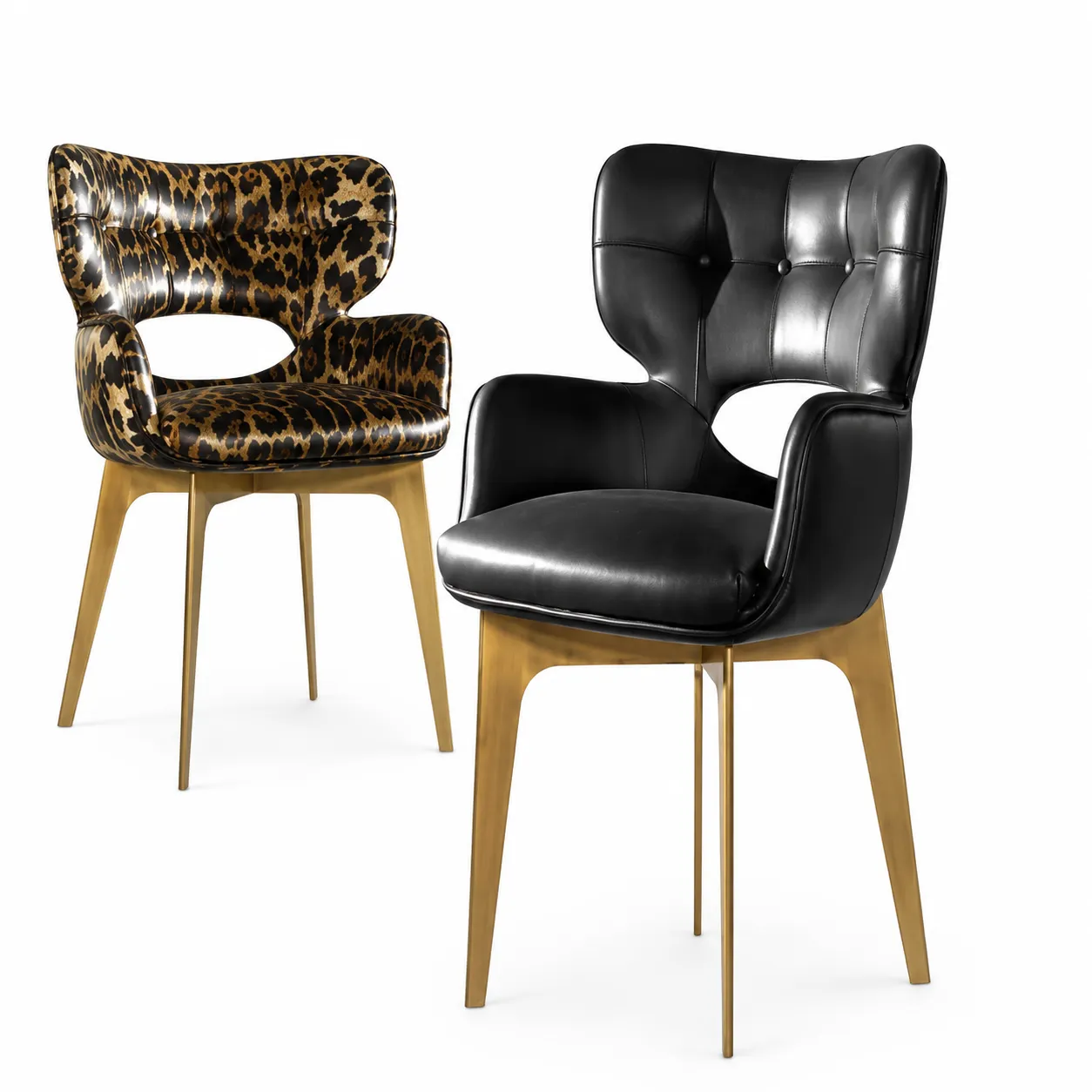 Black & Leopard Cut-Out Back Dining Chair