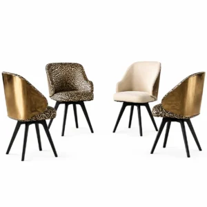 Curved Animal Print Dining Chair Set