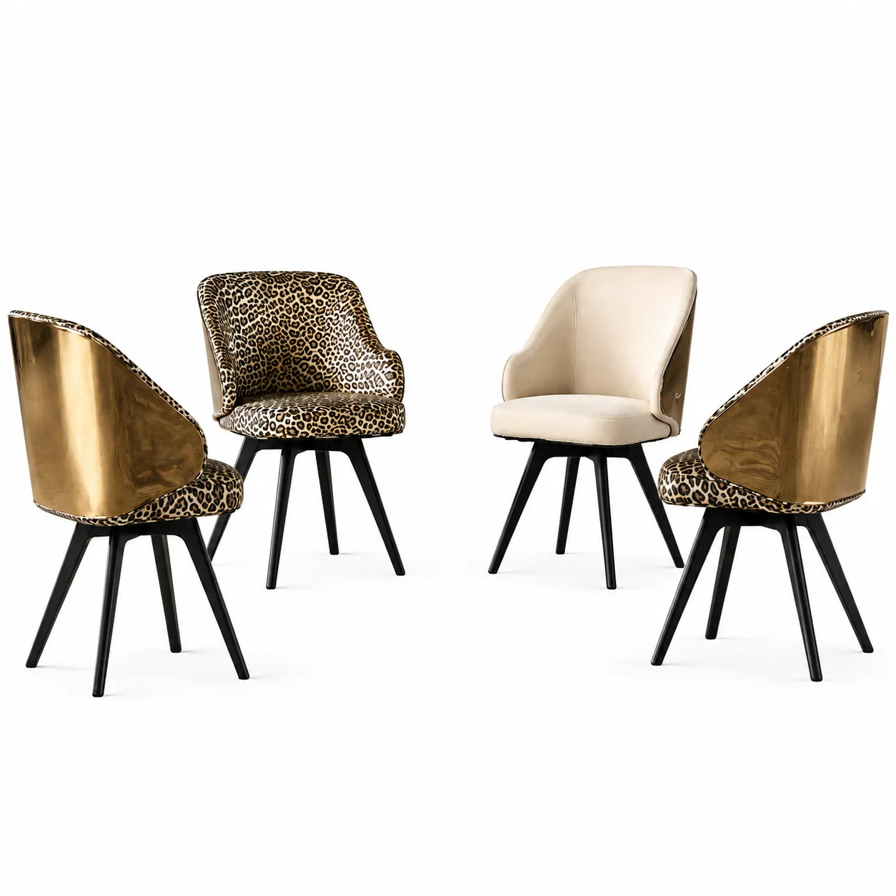 Curved Animal Print Dining Chair Set
