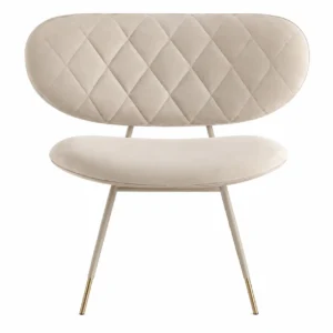 Beige Diamond-Stitch Dining Chair