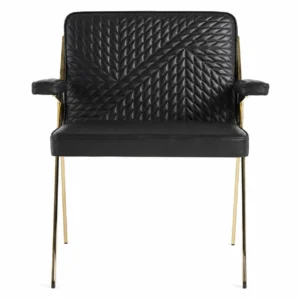Quilted Black Leather Gold Frame Dining Chair