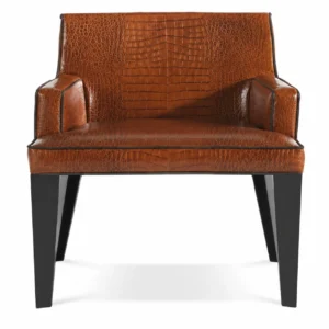 Brown Croc Leather Dining Chair