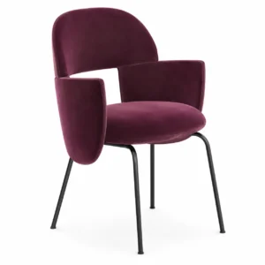 Plum Velvet Sculptural Dining Chair