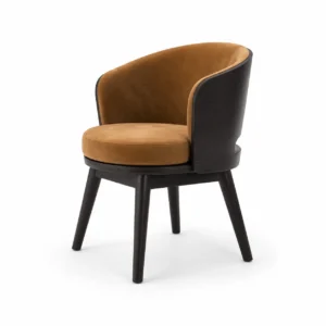 Camel Velvet Barrel Dining Chair