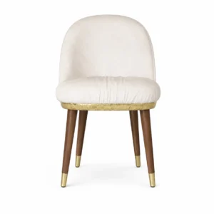 Beige Velvet Gold Detail Dining Chair