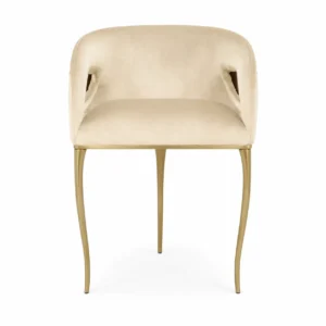 Cream Velvet Gold Flowing Leg Dining Chair