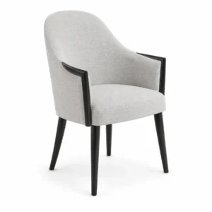 Cream Open-Back Wood Leg Dining Chair