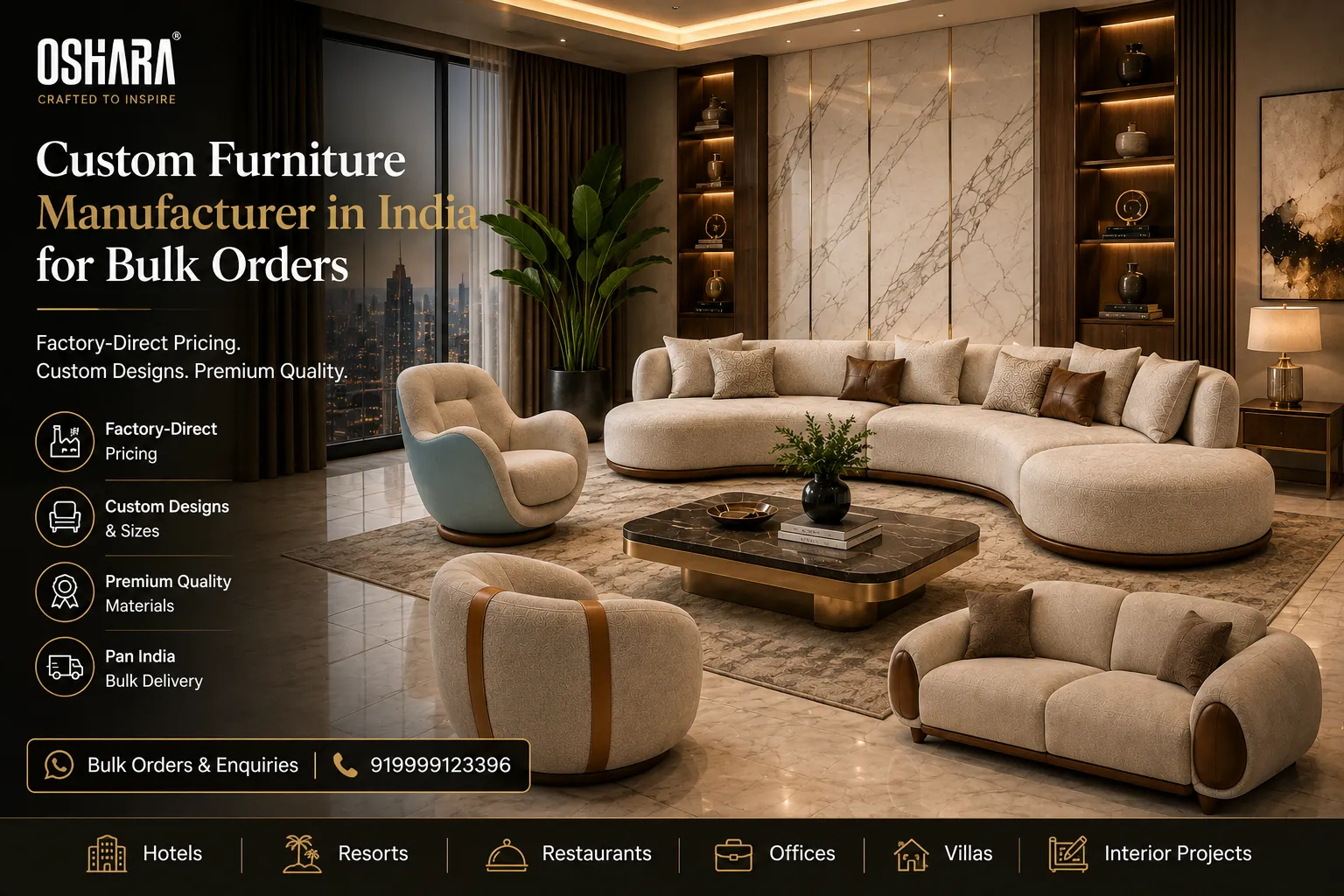 custom furniture manufacturer in India for bulk orders — Oshara factory